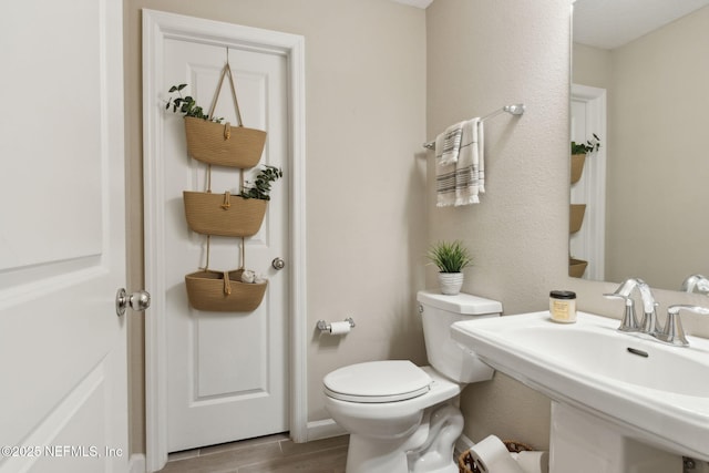 75743 Spoonbill Ln, Yulee, FL 32097 - bathroom with a sink, toilet, and wood finished floors