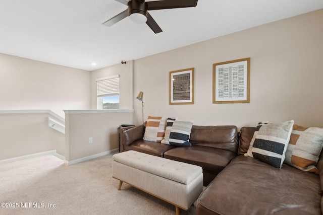 75743 Spoonbill Ln, Yulee, FL 32097 - carpeted living room with baseboards and ceiling fan