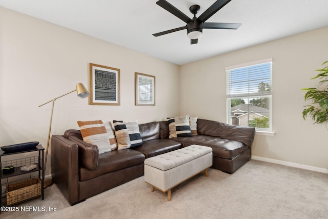 75743 Spoonbill Ln, Yulee, FL 32097 - living area with baseboards, a ceiling fan, and light colored carpet