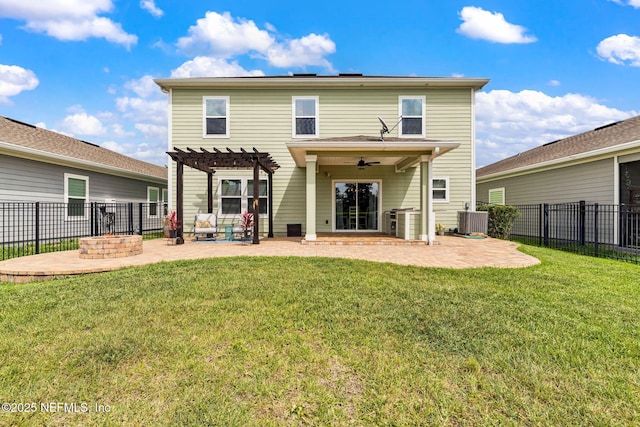 112 Bluffton Ct, Saint Augustine, FL 32092 - rear view of house with a fire pit, a patio area, a pergola, and a fenced backyard