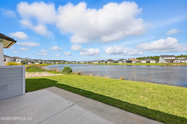 view of water feature with a residential view
