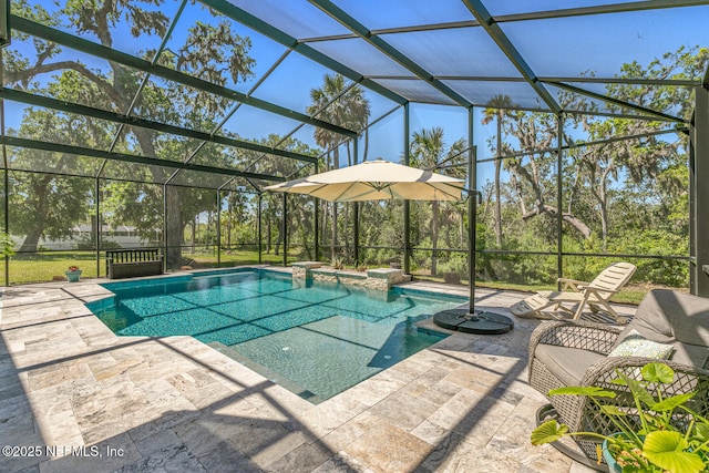 355 Lambert Ave, Flagler Beach, FL 32136 - pool with a patio area and glass enclosure