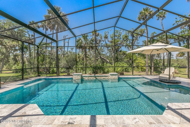 355 Lambert Ave, Flagler Beach, FL 32136 - pool featuring a patio area and glass enclosure