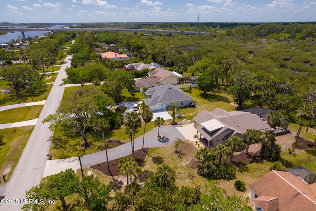 355 Lambert Ave, Flagler Beach, FL 32136 - aerial view featuring a water view, a wooded view, and a residential view