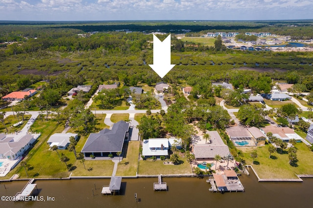 355 Lambert Ave, Flagler Beach, FL 32136 - aerial view featuring a water view and a residential view