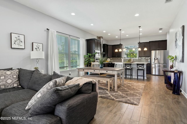 114 Fremont Ave, Saint Augustine, FL 32095 - living room with visible vents, recessed lighting, and wood finished floors