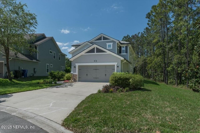 489 Citrus Ridge Dr, Ponte Vedra, FL 32081 - craftsman house featuring driveway, stucco siding, and a front lawn