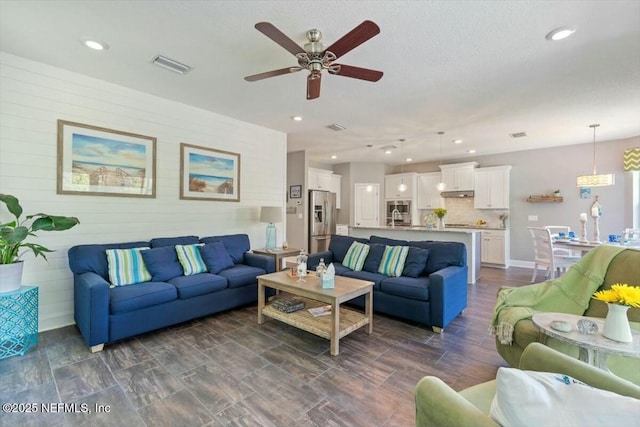 489 Citrus Ridge Dr, Ponte Vedra, FL 32081 - living room with recessed lighting, visible vents, and ceiling fan