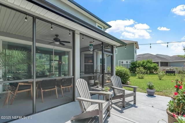 489 Citrus Ridge Dr, Ponte Vedra, FL 32081 - view of patio / terrace featuring fence, a sunroom, and a ceiling fan