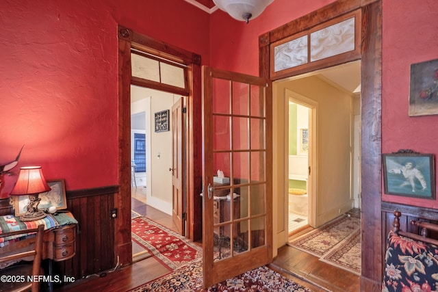 627 Emmett St, Palatka, FL 32177 - corridor featuring crown molding and wood finished floors