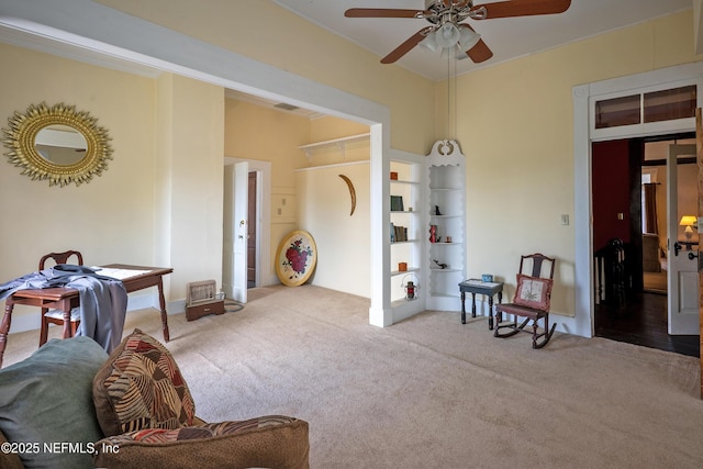 627 Emmett St, Palatka, FL 32177 - living area featuring visible vents, carpet floors, and ceiling fan