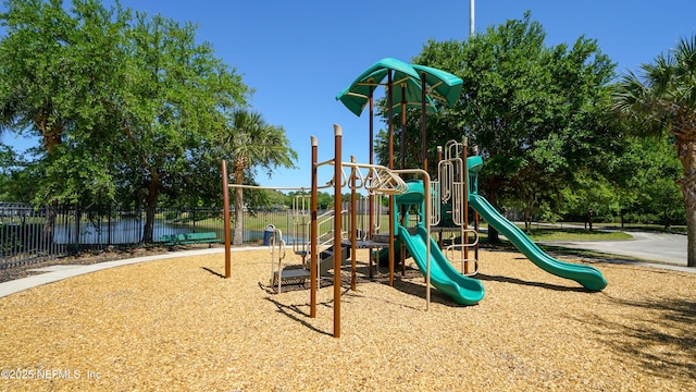 community jungle gym with fence