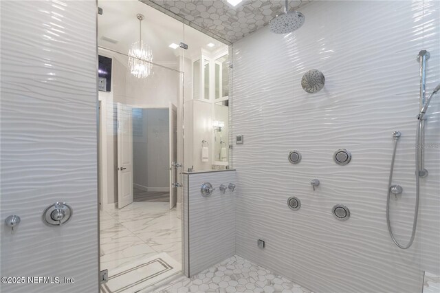8 Island Estates Pkwy, Palm Coast, FL 32137 - full bathroom featuring a shower and a chandelier