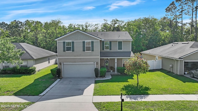 3699 Summit Oaks Dr, Green Cove Springs, FL 32043 - view of front of property featuring a front yard, driveway, fence, and an attached garage