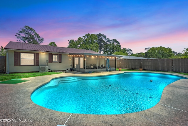 1648 Rhonda Dr, Middleburg, FL 32068 - view of pool featuring ac unit, a patio, a fenced in pool, and fence