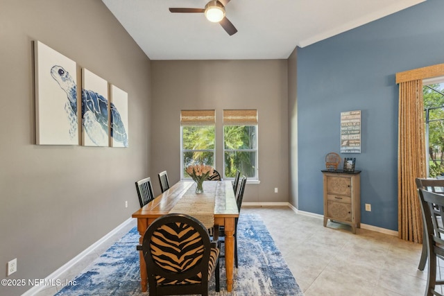 244 W Berkswell Dr, Saint Johns, FL 32259 - dining space with light tile patterned floors, ceiling fan, and baseboards
