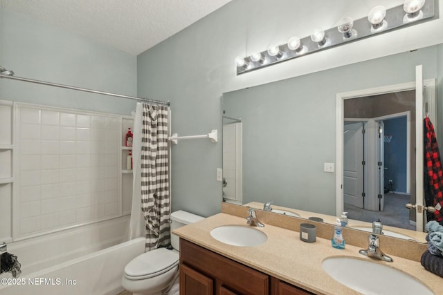 244 W Berkswell Dr, Saint Johns, FL 32259 - bathroom featuring double vanity, shower / bath combination with curtain, a sink, and toilet