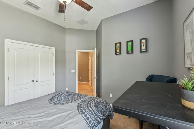 244 W Berkswell Dr, Saint Johns, FL 32259 - carpeted bedroom with visible vents, a closet, and ceiling fan