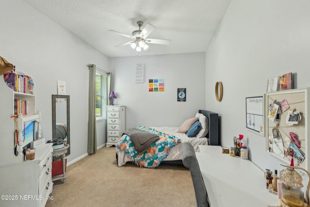 244 W Berkswell Dr, Saint Johns, FL 32259 - bedroom with a textured ceiling, light colored carpet, baseboards, and a ceiling fan