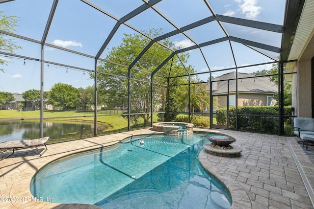 244 W Berkswell Dr, Saint Johns, FL 32259 - view of pool featuring a pool with connected hot tub, a patio, and glass enclosure