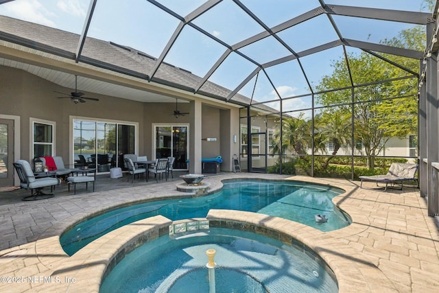 244 W Berkswell Dr, Saint Johns, FL 32259 - view of pool with a lanai, a patio area, and a pool with connected hot tub