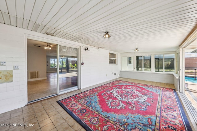16 San Jose Cir, Ormond Beach, FL 32176 - unfurnished sunroom with plenty of natural light, a ceiling fan, and visible vents