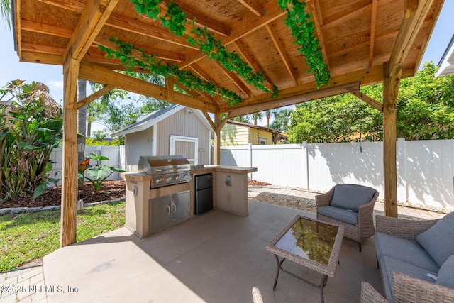 1018 14th Ave N, Jacksonville Beach, FL 32250 - view of patio / terrace with grilling area, area for grilling, a fenced backyard, and an outdoor structure