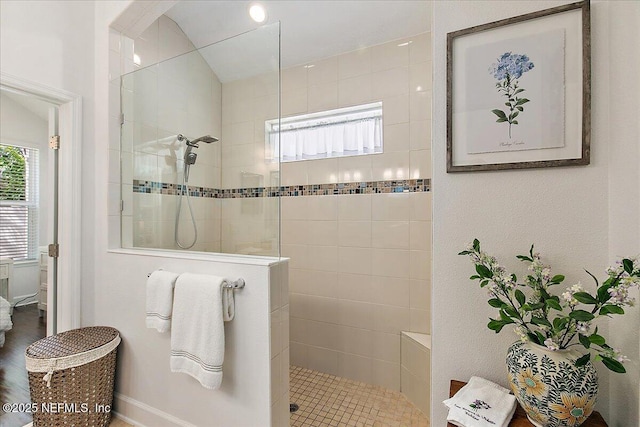225 Garden Wood Dr, Ponte Vedra, FL 32081 - full bathroom with a walk in shower and lofted ceiling