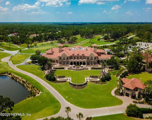 bird's eye view of a nearby body of water and a golf club