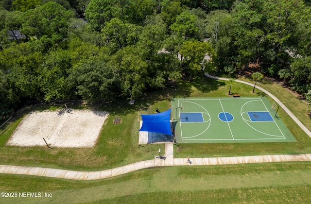view of sport court with community basketball court and a lawn