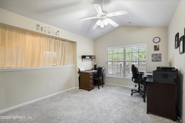 11929 Surfbird Cir Unit 12F, Jacksonville, FL 32256 - office space featuring ceiling fan, carpet, baseboards, and lofted ceiling