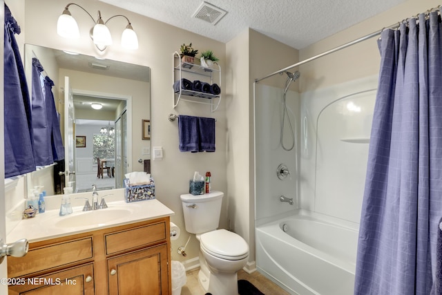 11929 Surfbird Cir Unit 12F, Jacksonville, FL 32256 - full bathroom featuring shower / tub combo, visible vents, toilet, vanity, and tile patterned floors