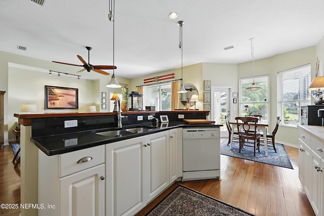 708 El Vergel Ln, Saint Augustine, FL 32080 - kitchen with dishwasher, visible vents, a sink, and wood finished floors