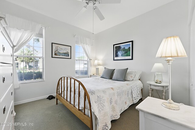 708 El Vergel Ln, Saint Augustine, FL 32080 - carpeted bedroom with baseboards and ceiling fan