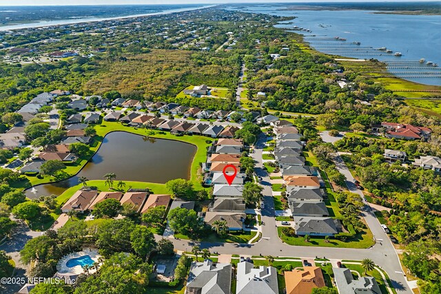 708 El Vergel Ln, Saint Augustine, FL 32080 - birds eye view of property featuring a water view and a residential view