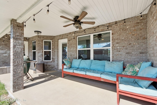 11975 Smith Pointe Ct, Jacksonville, FL 32218 - view of patio with outdoor lounge area, a grill, and ceiling fan