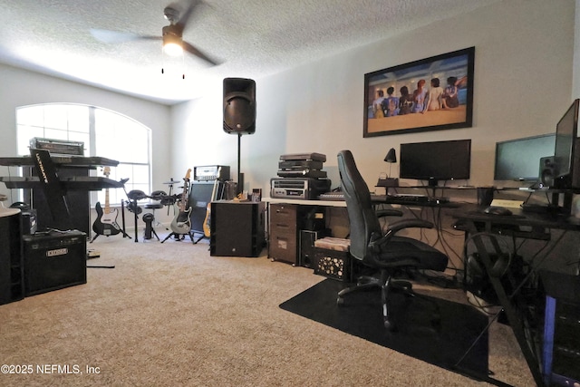 3038 Majestic Oaks Ln, Green Cove Springs, FL 32043 - carpeted office featuring a textured ceiling and ceiling fan