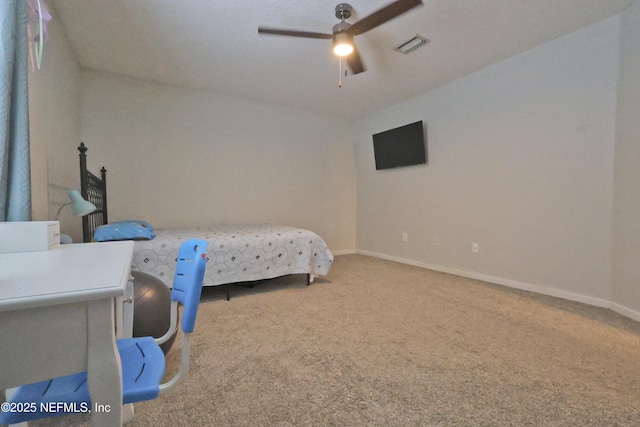 3038 Majestic Oaks Ln, Green Cove Springs, FL 32043 - bedroom with ceiling fan, baseboards, visible vents, and carpet floors