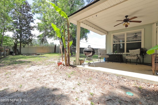 3038 Majestic Oaks Ln, Green Cove Springs, FL 32043 - view of yard with a patio area, a fenced backyard, and ceiling fan