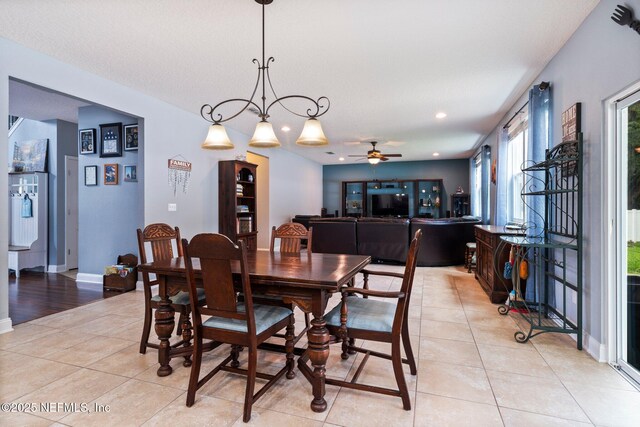 11725 Paddock Gates Dr, Jacksonville, FL 32223 - dining area featuring ceiling fan, light tile patterned floors, recessed lighting, and baseboards
