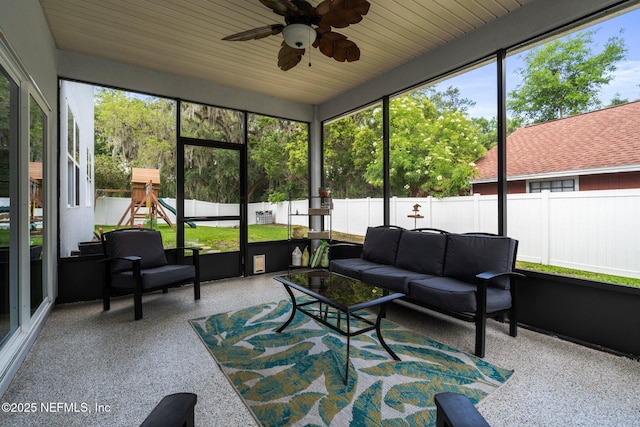 11725 Paddock Gates Dr, Jacksonville, FL 32223 - sunroom / solarium with an outdoor hangout area and ceiling fan