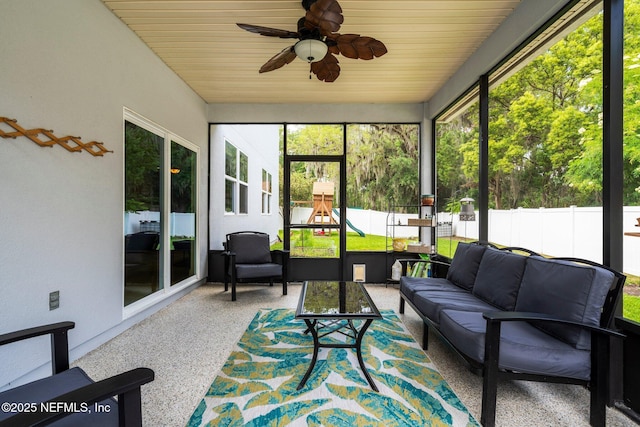 11725 Paddock Gates Dr, Jacksonville, FL 32223 - sunroom / solarium with an outdoor living space and ceiling fan