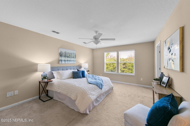 2627 Sandy Dune Dr, Jacksonville, FL 32233 - bedroom with visible vents, baseboards, ceiling fan, and light carpet