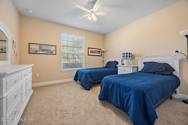 205 Clay Gully Trl, Ponte Vedra, FL 32081 - bedroom with light carpet, baseboards, ceiling fan, and a textured ceiling