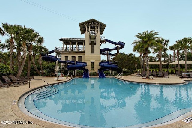 205 Clay Gully Trl, Ponte Vedra, FL 32081 - community pool with a water slide and a patio