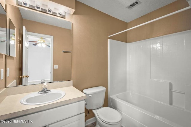 7831 Melvin Rd Unit 1, Jacksonville, FL 32210 - full bath with visible vents, toilet, a ceiling fan, vanity, and shower / bath combination