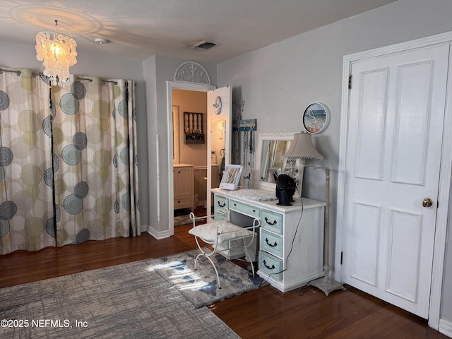 512 Clinton Dr, Orange Park, FL 32073 - office with dark wood-style floors and a chandelier