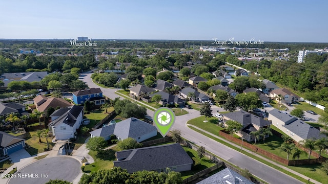 aerial view with a residential view