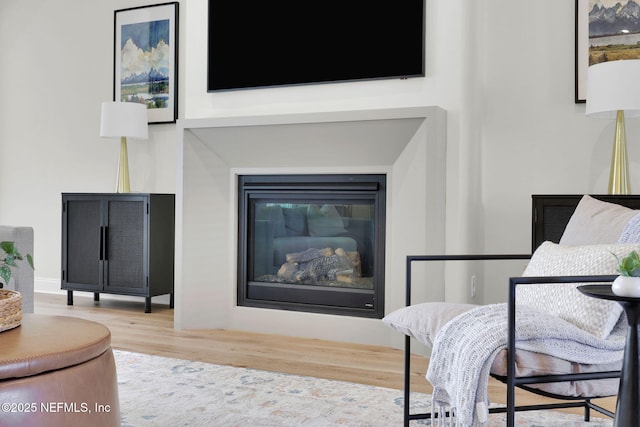 52 Sunshine Bass Ct, Ponte Vedra, FL 32081 - living area featuring wood finished floors and a glass covered fireplace