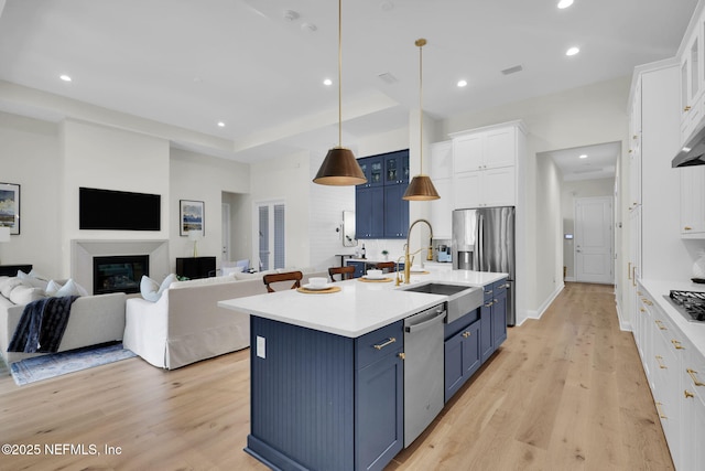 52 Sunshine Bass Ct, Ponte Vedra, FL 32081 - kitchen featuring a sink, white cabinets, appliances with stainless steel finishes, and blue cabinetry